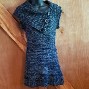 Soft button neck sweater dress